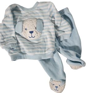 Adorable Little Me Baby 3m Blue Striped Puppy Outfit